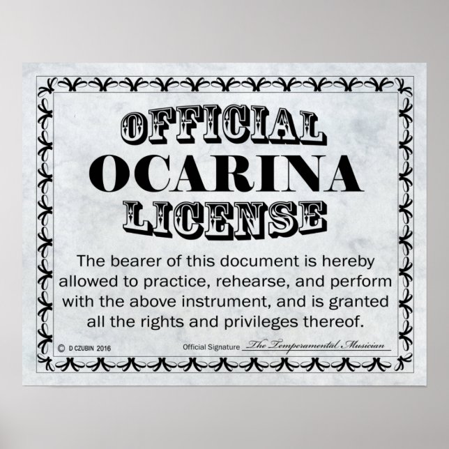 Póster Licencia Ocarina (Frente)