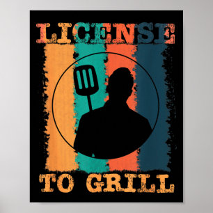 Póster Licencia para asar maestro de barbacoa