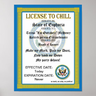 Póster Licencia para certificado de retiro de Chill