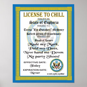 Póster Licencia para certificado de retiro de Chill