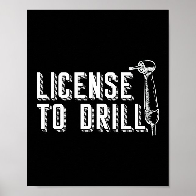 Póster Licencia Para Perforar A Funny Dentist Dental Assi (Frente)