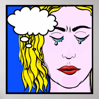 Póster Lichtenstein Style comic lady crying