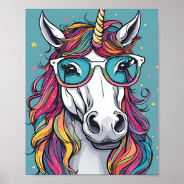 Póster licorne à lunettes