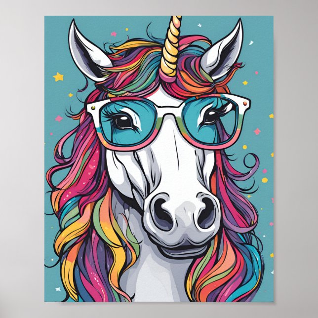 Póster licorne à lunettes (Frente)
