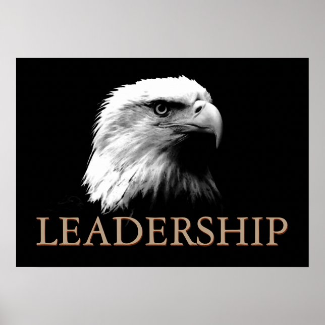Póster Liderazgo Inspirador del águila blanca y negra (Frente)