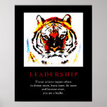 Póster Liderazgo motivacional Pop Art Tiger Poster<br><div class="desc">Arte digital de tigres - Computadora de cabeza de tigre Arte animal - Arte pop universitario - Imágenes de computadoras de gatos grandes salvajes</div>