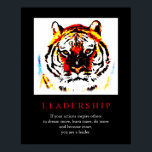 Póster Liderazgo motivacional Pop Art Tiger Poster<br><div class="desc">Arte digital de tigres - Computadora de cabeza de tigre Arte animal - Arte pop universitario - Imágenes de computadoras de gatos grandes salvajes</div>