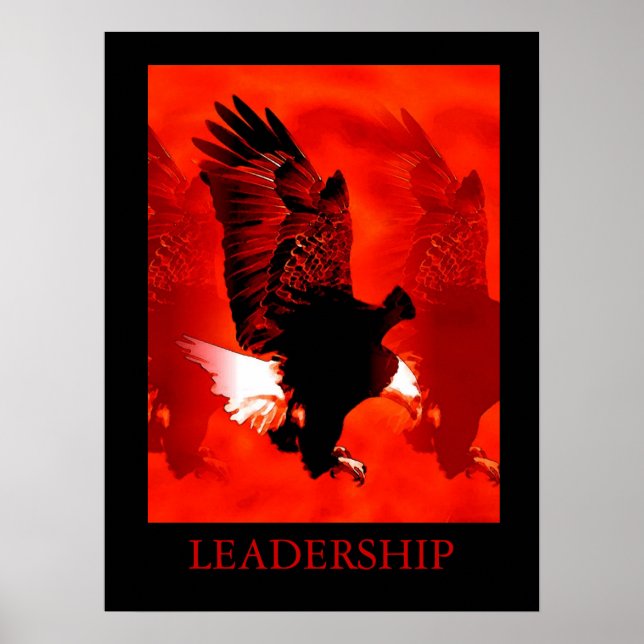 Póster Liderazgo motivacional Poster de águila roja negra (Frente)