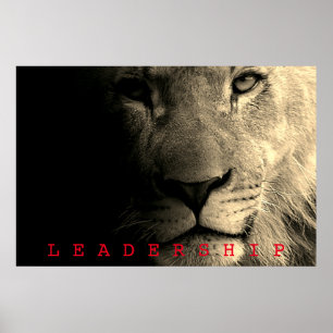Póster Liderazgo Motivacional Sepia Rey León