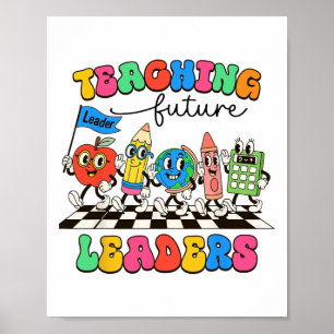 Póster Líderes futuros de la enseñanza retro Maestra geni