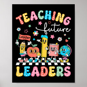 Póster Lideres futuros de la enseñanza retro Maestra groo