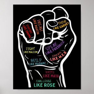 Póster Líderes Inspiradores Puño Poderoso Mano Historia N