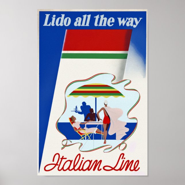 Póster Lido All The Way ~ Italian Line (Frente)