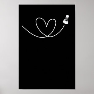 Póster Liebe zum Badminton Federball Badmintonschläger