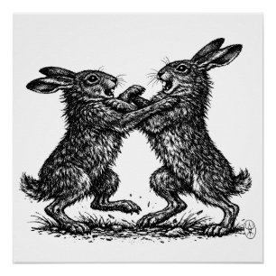 Póster Liebre Boxeadoras – Duelo Embrujado en Bosque de T