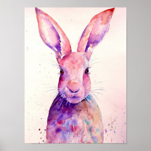 Póster Liebres abstractas del conejo de la acuarela