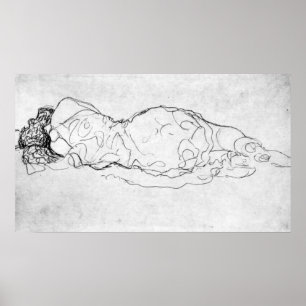 Póster Liegende, figura trasera de Gustavo Klimt