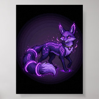 Póster Lienzo de fantasía del espíritu zorro violeta de N