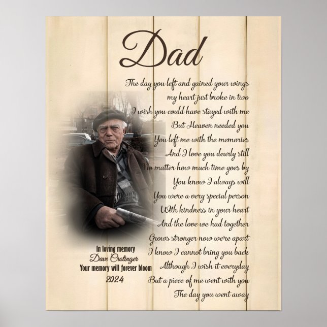 Póster Lienzo De Foto Memorial Personalizado Por Pérdida  (Frente)