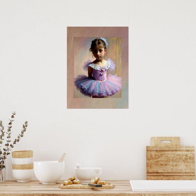 Póster Lienzo De Imitación Niña con tutu lila y azúl (Cocina)