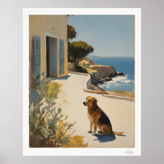 Póster Lienzo de perro costero, vista del mar del Retriev