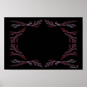 Póster Lienzo o Poster de borde floral fractal de lavanda