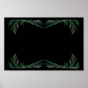 Póster Lienzo o Poster de borde floral verde fractal