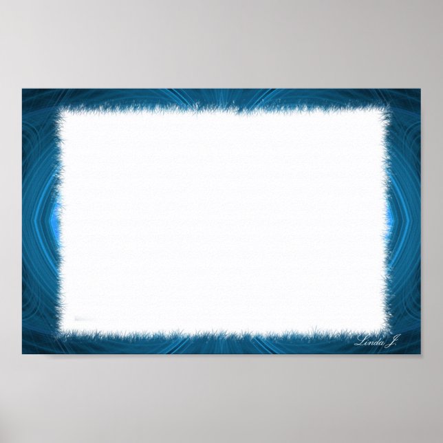 Póster Lienzo o Poster de borde fractal azul (Frente)