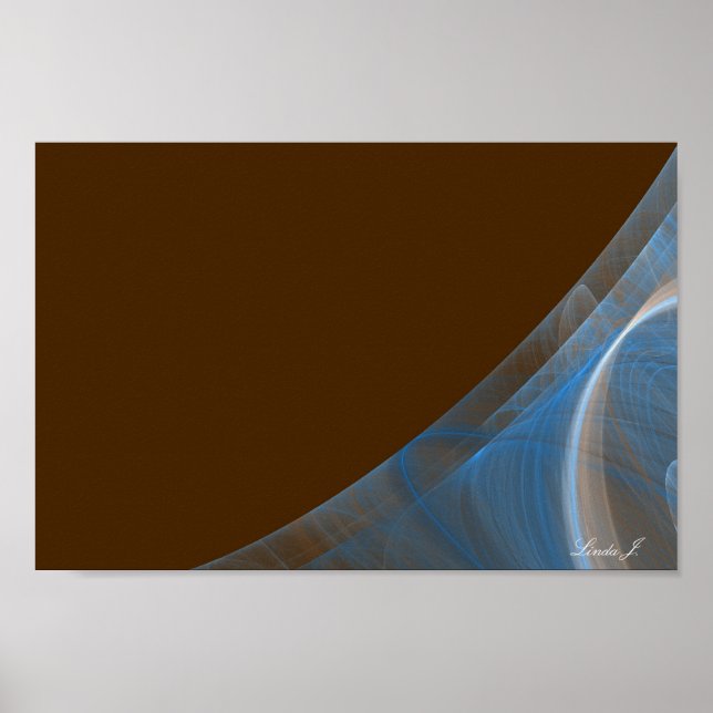 Póster Lienzo o Poster de borde fractal azul y marrón (Frente)