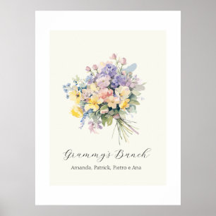 Póster Lienzo personalizado de flores para abuela de niet