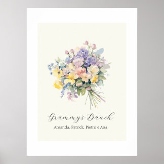 Póster Lienzo personalizado de flores para abuela de niet