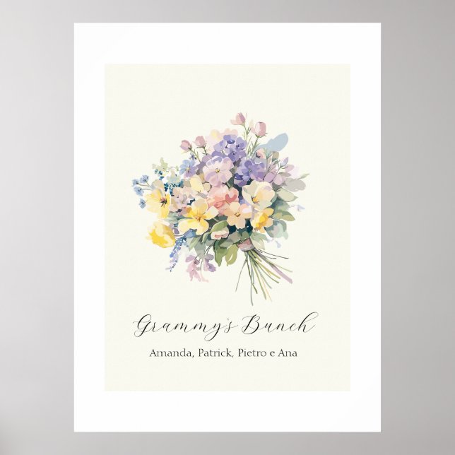 Póster Lienzo personalizado de flores para abuela de niet (Frente)