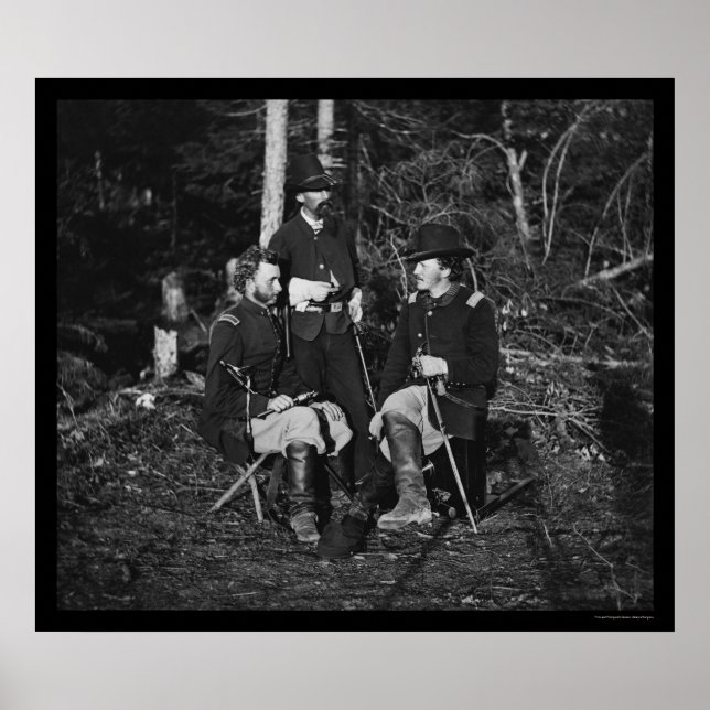 Póster Lieutenants Custer, Bowen y Jones 1862 (Frente)