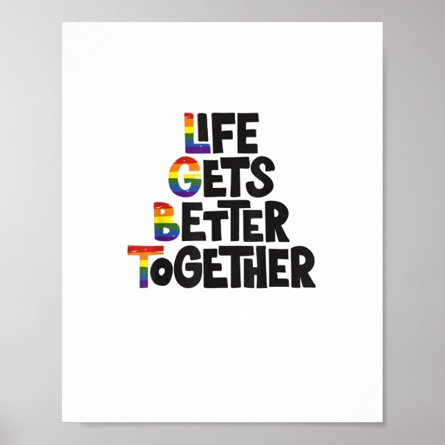 Póster Life Gets Better Together Light Colors Inspiration (Frente)