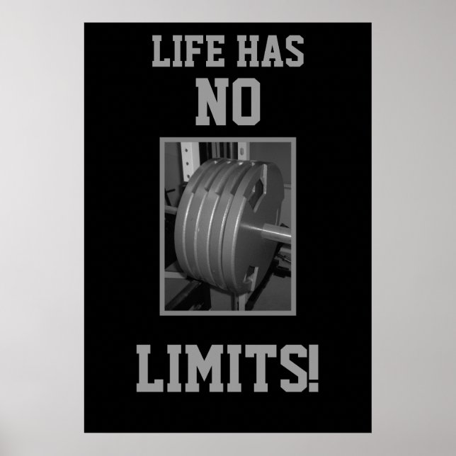 Póster LIFE HAS NO LIMITS! Weightlifting Exercise Poster (Frente)