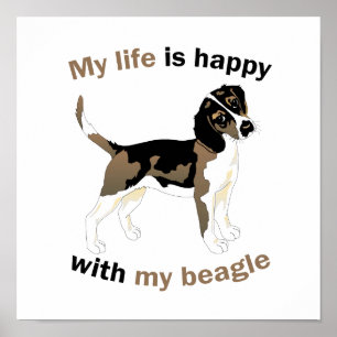 Póster Life is happy with my beagle