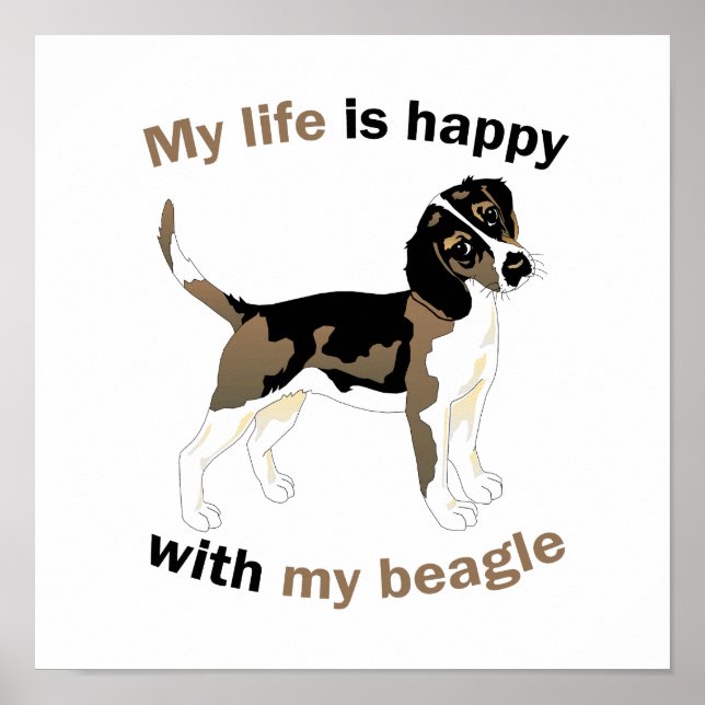 Póster Life is happy with my beagle (Frente)