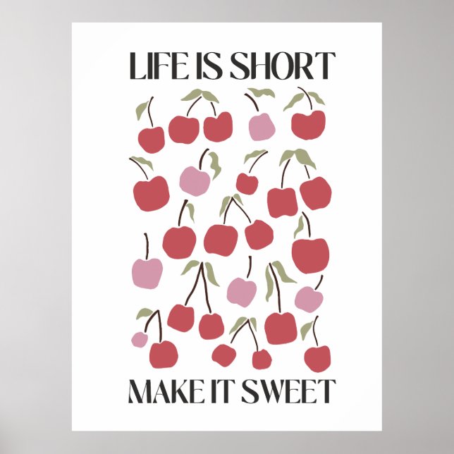 Póster Life Is Short Make It Sweet Quote Boho Wildflower  (Frente)