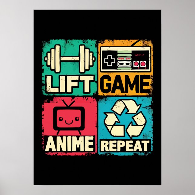 Póster Lift, Game, Anime, Repetir (Frente)