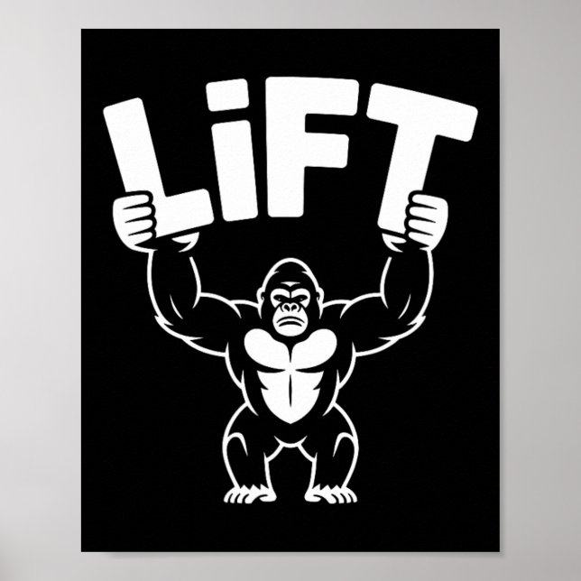 Póster Lift Gorilla Word Art - Bodybuilding (Frente)