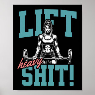 Póster Lift Heavy 2 Gracioso Gym Workout Tee Power Hu