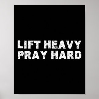 Póster Lift Heavy Pray Hard Fitness Bodybuilding Jesus Fa