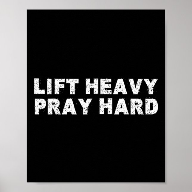 Póster Lift Heavy Pray Hard Fitness Bodybuilding Jesus Fa (Frente)