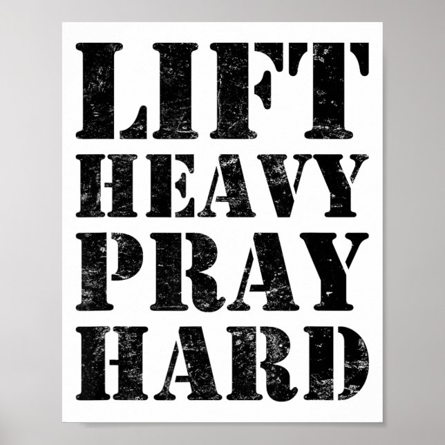 Póster Lift Heavy Pray Hard Gym Christian Quote  (Frente)