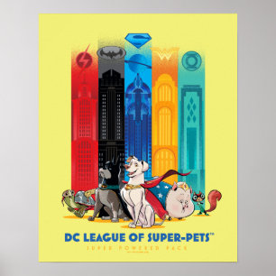 Póster Liga DC de Super Mascotas Metropolis Towers