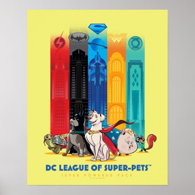 Póster Liga DC de Super Mascotas Metropolis Towers (Frente)
