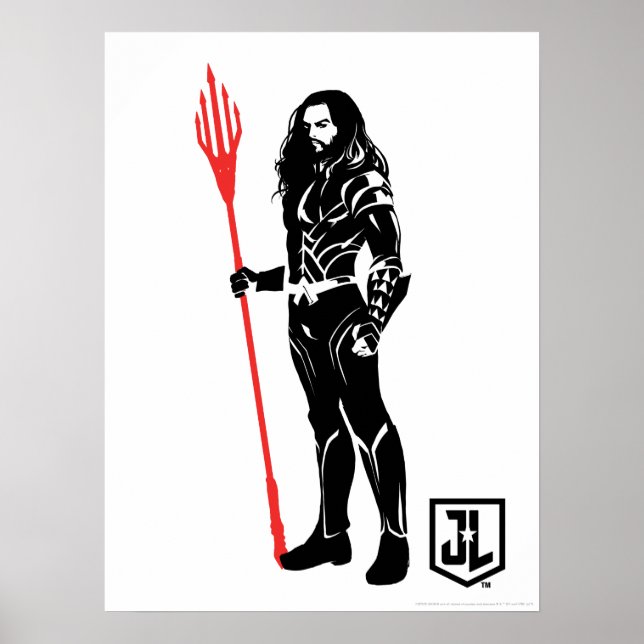 Póster Liga de la Justicia | Aquaman Pose Noir Pop Art (Frente)