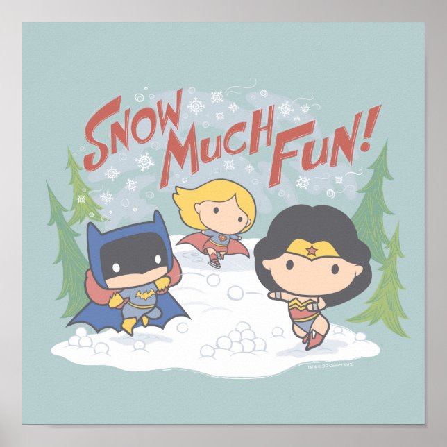 Póster Liga de la Justicia Chibi Snowball Fight (Frente)