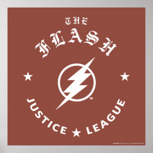 Póster Liga de la Justicia   Emblema Relámpago Flash Retr
