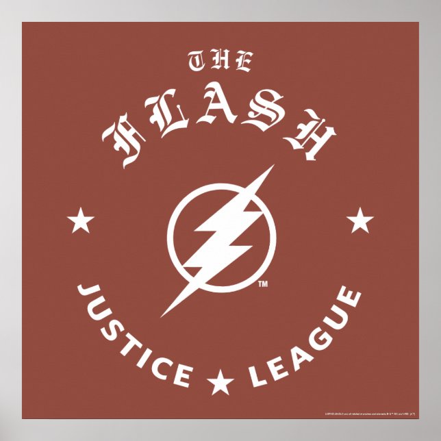 Póster Liga de la Justicia | Emblema Relámpago Flash Retr (Frente)